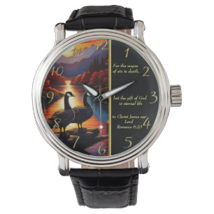 Reloj De Pulsera Romanos 6:23  Iglesia Blanca  oro