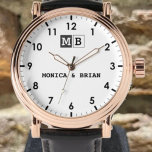 Reloj De Pulsera Romantic Couple name beautiful  Monogram<br><div class="desc">Romantic Couple watches have a beautiful appearance, romantic representative, time is a symbol of witnessing love, is the perfect gift for Valentine's Day, Christmas, etc. Let watches together with your sweet romantic time with your lover! 💖Men's and Women's Automatic Watches💖. Self-winding and manual winding, continuously provide sufficient power to the...</div>
