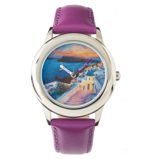 Reloj De Pulsera Romantic Sunset in Santorini (Anverso)