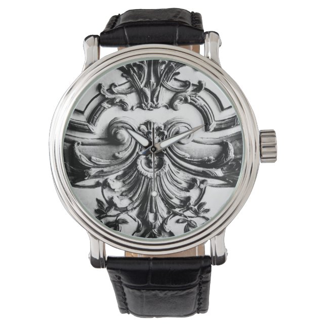 Reloj De Pulsera Romántico Fleur de Lis Blanco y Negro - Versalles (Anverso)