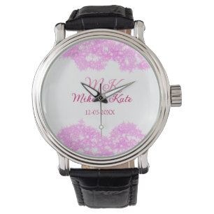 Reloj De Pulsera Rompecabezas rosa añadir nombre de pareja fecha pu