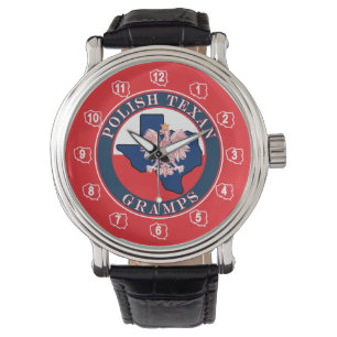 Reloj De Pulsera Ronda de Gramps Texanas de Polonia