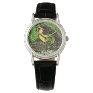 Reloj De Pulsera Rooster amarillo y verde