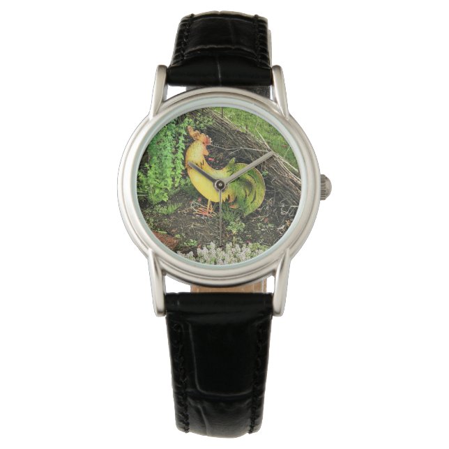 Reloj De Pulsera Rooster amarillo y verde (Anverso)