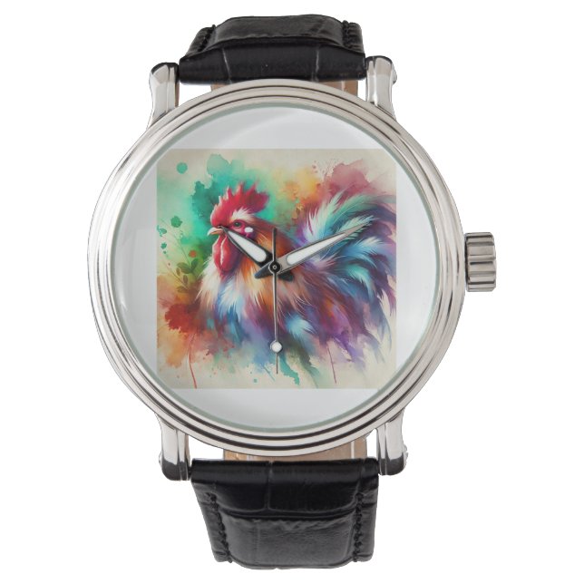 Reloj De Pulsera Rooster in Watercolor Art 170724AREF138 - Watercol (Anverso)