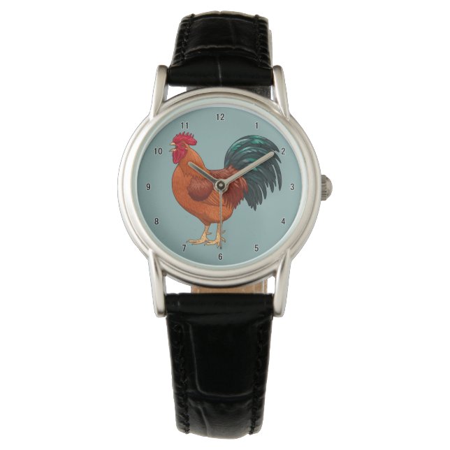 Reloj De Pulsera Rooster Rojo de Rhode Island (Anverso)