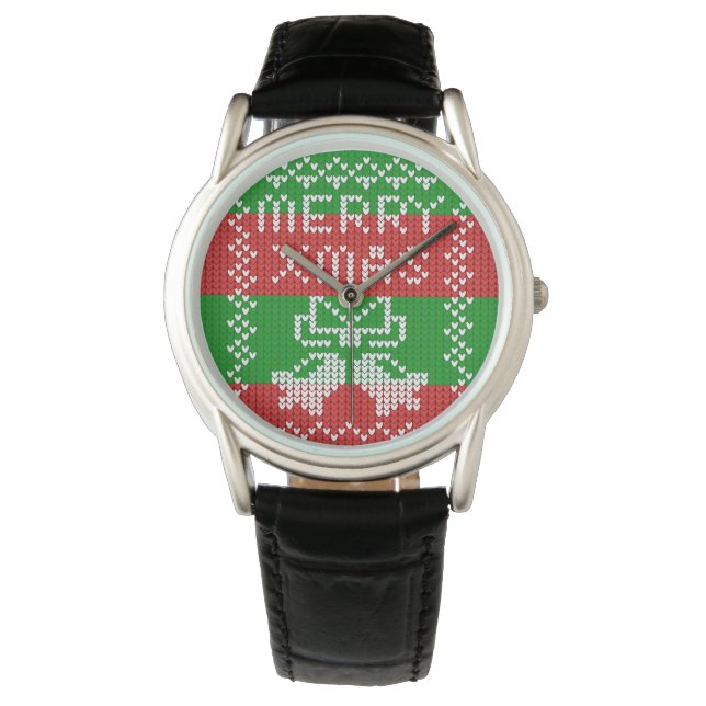 Reloj De Pulsera Ropa de jingle de patrón de suéter feo Hilo de nav (Anverso)