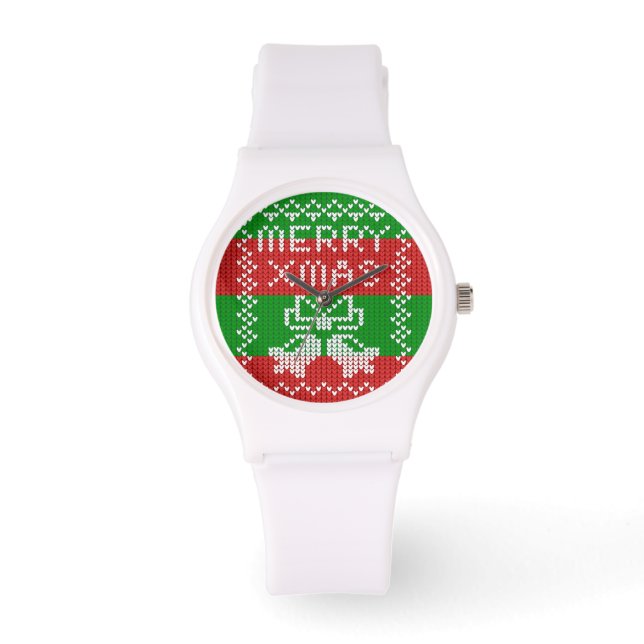 Reloj De Pulsera Ropa de jingle de patrón de suéter feo Hilo de nav (Anverso)