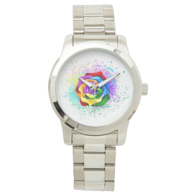 Reloj De Pulsera Rosa arcoiris colorido (Anverso)