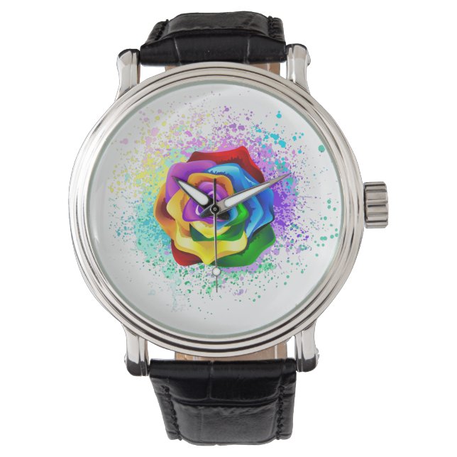 Reloj De Pulsera Rosa arcoiris colorido (Anverso)
