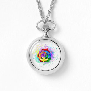 Reloj De Pulsera Rosa arcoiris colorido