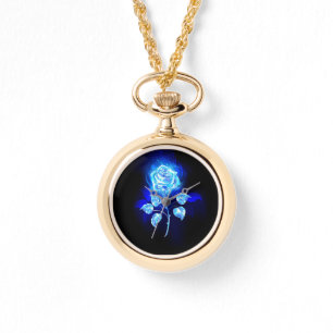 Reloj De Pulsera Rosa azul en llamas