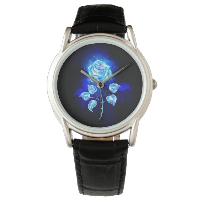 Reloj De Pulsera Rosa azul en llamas (Anverso)