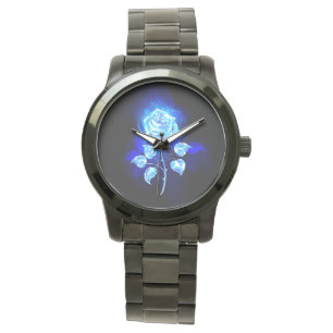 Reloj De Pulsera Rosa azul en llamas