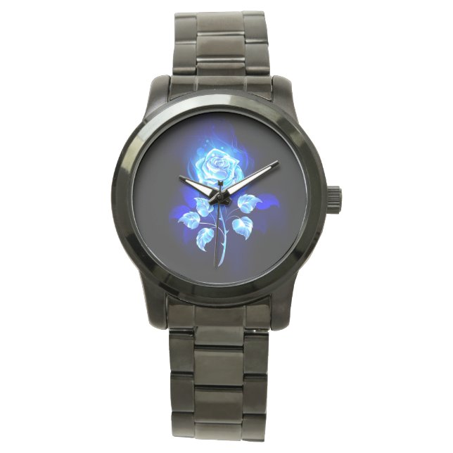 Reloj De Pulsera Rosa azul en llamas (Anverso)