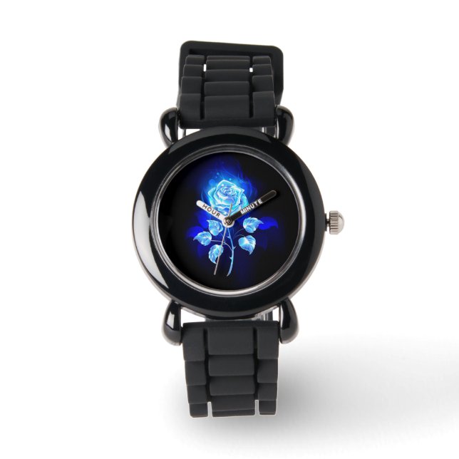 Reloj De Pulsera Rosa azul en llamas (Anverso)