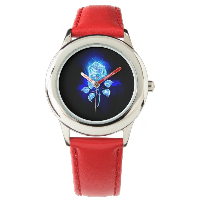 Reloj De Pulsera Rosa azul en llamas (Anverso)