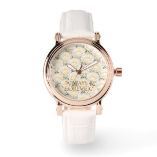 Reloj De Pulsera Rosa Blanca Elegante Floral Personalizada