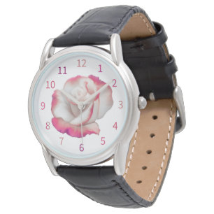 Reloj De Pulsera Rosa blanca y rosa - arte pastel