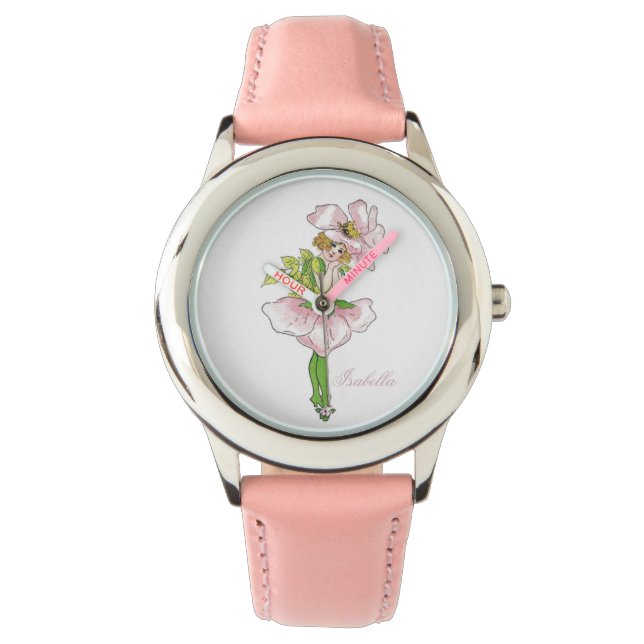 Reloj De Pulsera Rosa Briar Flor Infantil Floral Funny Chica (Anverso)