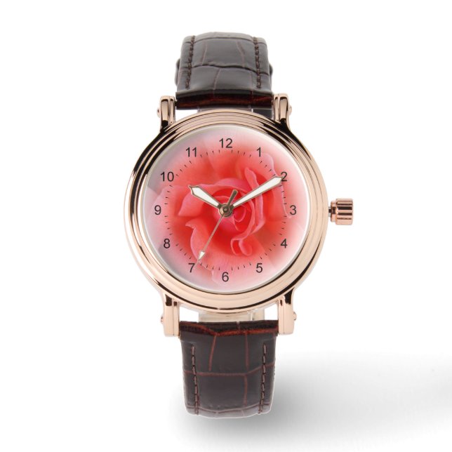 Reloj De Pulsera rosa coral rosa (Anverso)