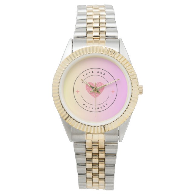 Reloj De Pulsera Rosa de amor y felicidad (Anverso)