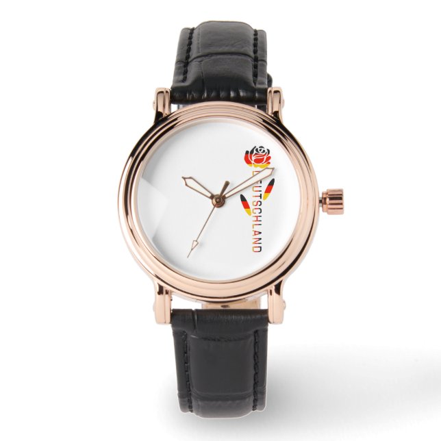 Reloj De Pulsera Rosa de Bandera Alemana Deutschland (Anverso)