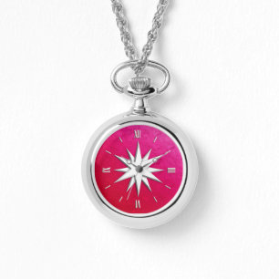 Reloj De Pulsera Rosa de brújula de marfil - fondo de cristal de ru