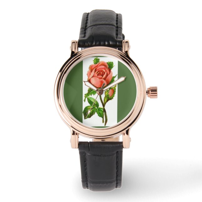Reloj De Pulsera Rosa de estilo victoriano inglés Watch (Anverso)