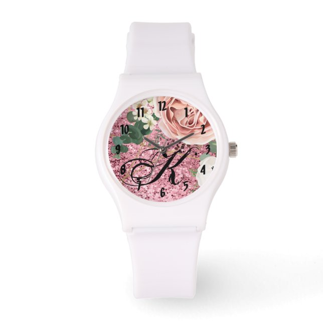 Reloj De Pulsera Rosa de Jardín Geométrico de Vigilancia de Escritu (Anverso)