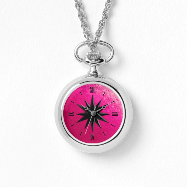 Reloj De Pulsera Rosa de la brújula de Onyx - fondo de cristal de r (Anverso)