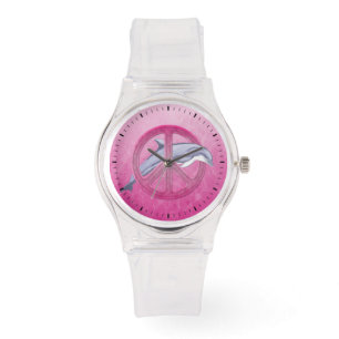 Reloj De Pulsera Rosa de la paz del delfín