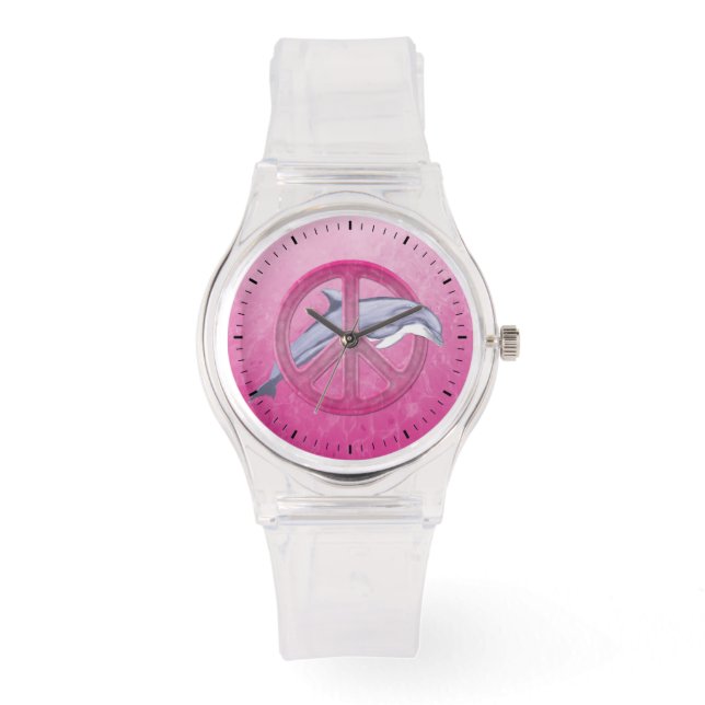 Reloj De Pulsera Rosa de la paz del delfín (Anverso)