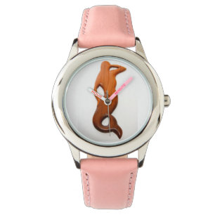 Reloj De Pulsera rosa de la sirena de bronceado