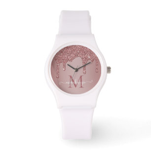Reloj De Pulsera Rosa de lujo Perforaciones de Purpurina de espuma