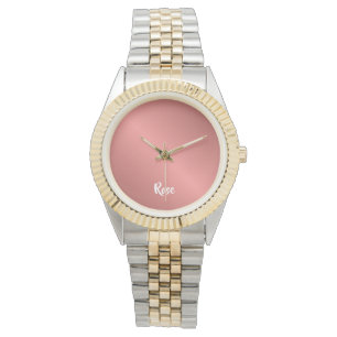 Reloj De Pulsera Rosa de nombre personalizado oro