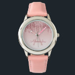 Reloj De Pulsera Rosa de oro Rubor Purpurina rosa y espárragos<br><div class="desc">Dripping Faux Sparkle y Purpurina Rosa Gold Rubor Pink Watch son perfectos para una fiesta de cumpleaños rosada o de oro Rosa o un regalo de ducha de novia. Este Rubor Pink Birthday Party Watch es perfecto para una fiesta de cumpleaños rosa y ondulada. Este reloj puede incluir el nombre...</div>