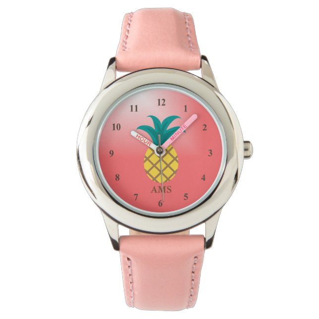 Reloj De Pulsera Rosa de piña cúrcuta (Anverso)