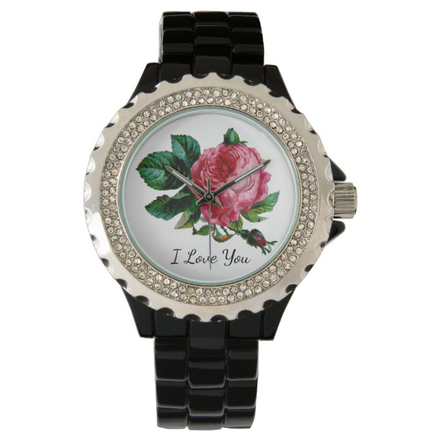 Reloj De Pulsera Rosa de repollo Watch (Anverso)