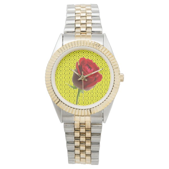 Reloj De Pulsera Rosa en amarillo (Anverso)