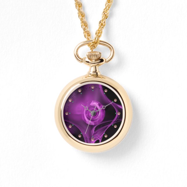 Reloj De Pulsera Rosa FRACTAL PURPLE VIOLET (Anverso)