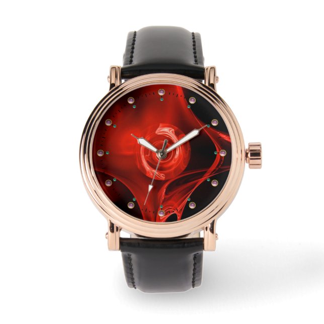 RELOJ DE PULSERA ROSA FRACTAL ROJO (Anverso)
