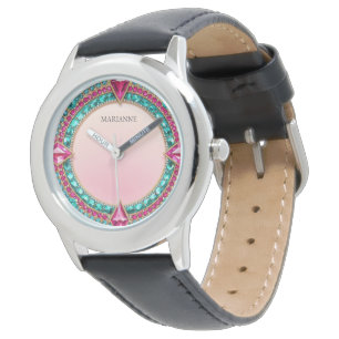 Reloj De Pulsera Rosa Jewel y turquesa