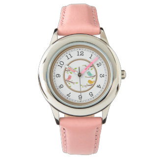Reloj De Pulsera Rosa lindo con el ojo de los pájaros
