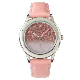 Reloj De Pulsera Rosa purpurina de oro Nombre personalizado