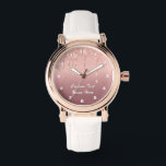 Reloj De Pulsera Rosa Purpurina de oro Observar con sorna con texto<br><div class="desc">Relojes personalizados con Rosa de texto Personalizado Purpurina de Rubor dorado Perforaciones espumosas de Boda rosa o suministros de Fiesta / regalos - Agregar su texto único / nombre o eliminar texto - Hacer su regalo especial de Watch - Redimensionar y mover o eliminar y agregar texto / elementos con...</div>