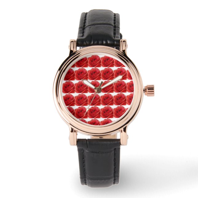 Reloj De Pulsera Rosa Roja (Anverso)