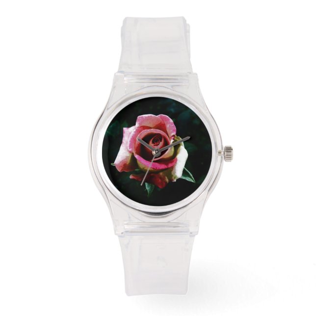 Reloj De Pulsera Rosa roja pintada de petróleo (Anverso)