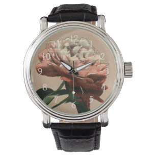 Reloj De Pulsera Rosa rojo de rubíes con los acentos blancos