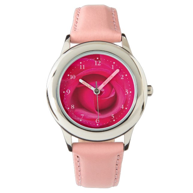 Reloj De Pulsera Rosa Rosa Roja Romántica (Anverso)